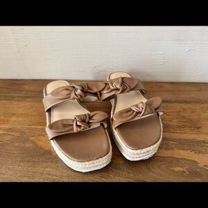 Stuart Weitzman Brown Bow Platform Sandal